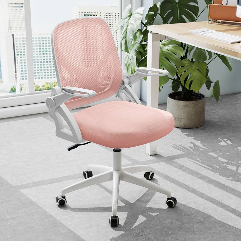 Costway Mesh Office Chair with Lumbar Support & Flip-up Arms Rolling - See Details