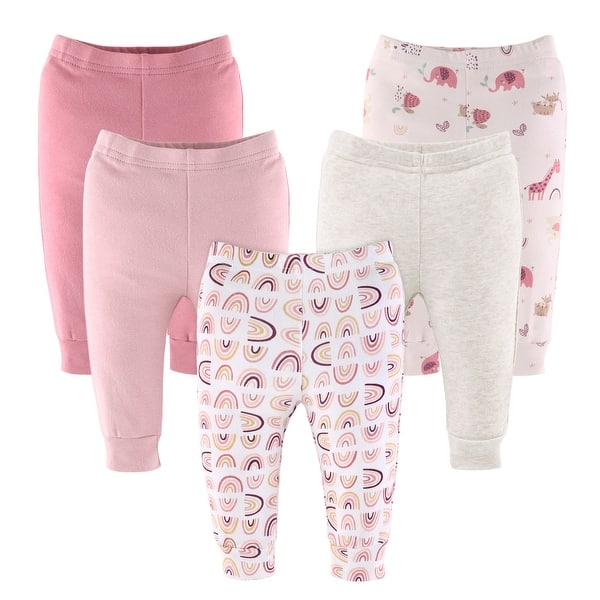 slide 1 of 1, The Peanutshell Rainbow Safari Baby Pants for Girls, 5-Pack