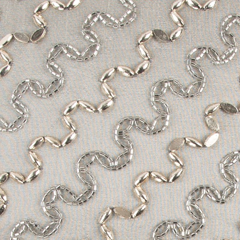 Rizzy Home Silver and Light Grey Hand-beaded Wave Throw Pillow