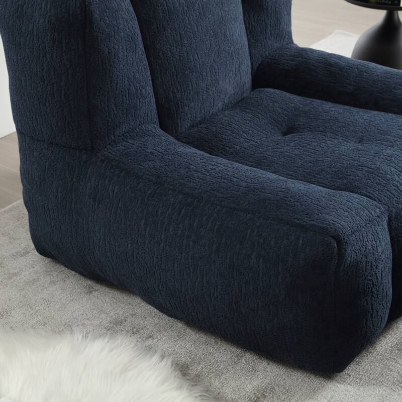 Fluffy Bean Bag Chair with Memory Foam and Ottoman, Super Soft Velvet Bean Bag for Adults & Kids, Comfortable Lazy Sofa
