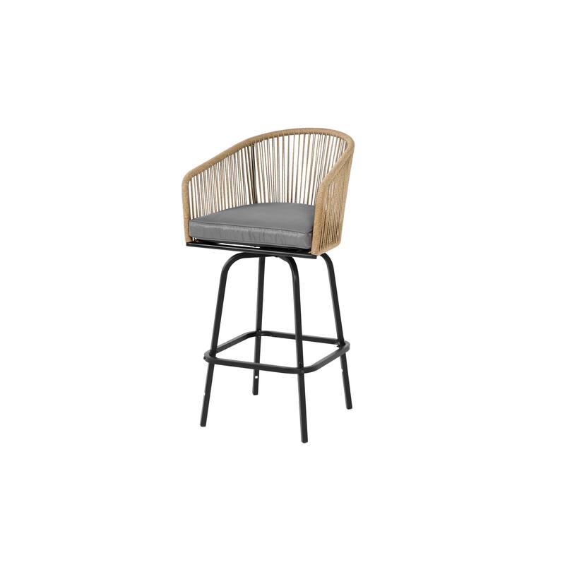 3pcs Outdoor Bar Set, Patio Bar Table and Chairs Set, Bar Height Patio Set - 2 x Swivel Bar Chairs, 1 x Round Bar Table