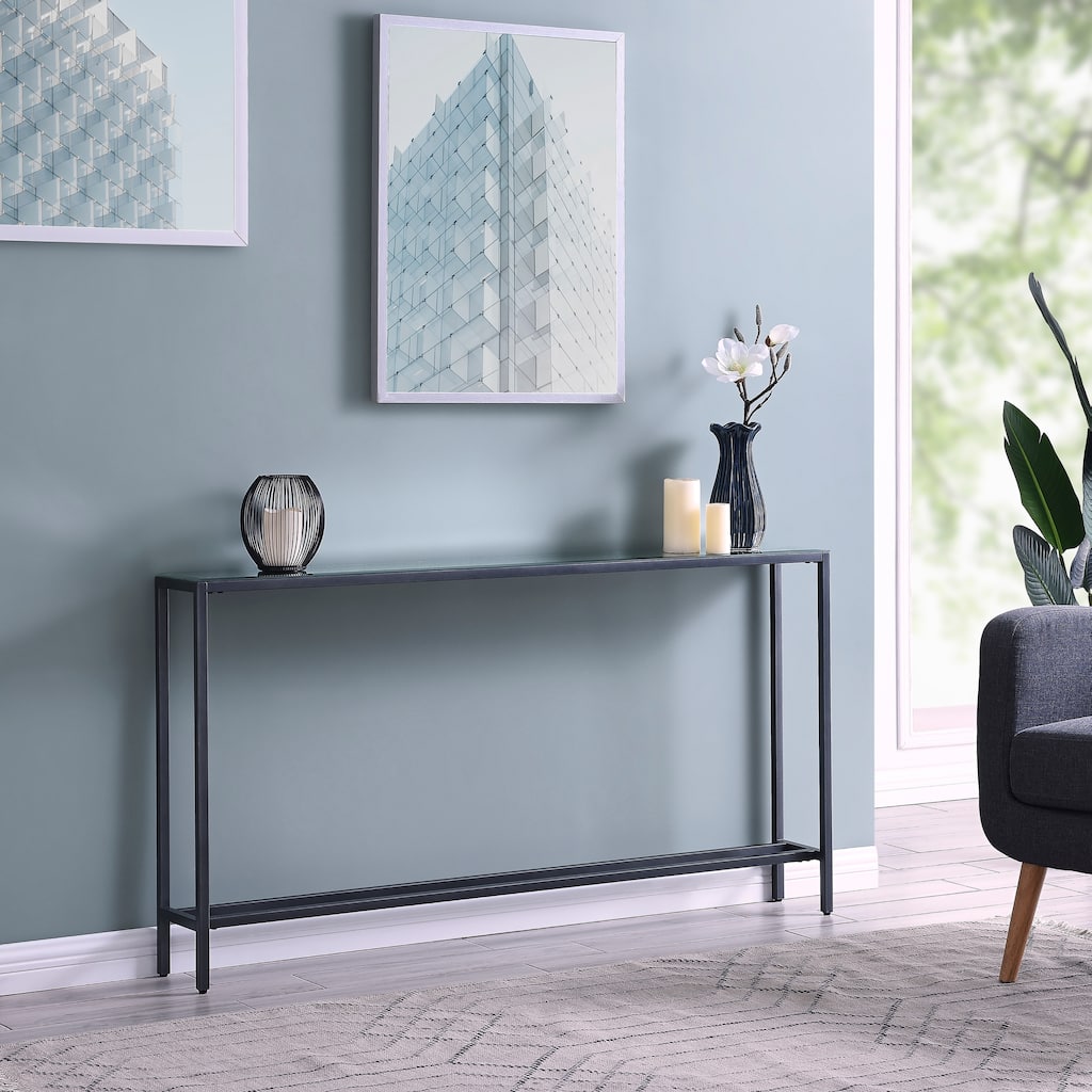 SEI Furniture Veda Grey Mirrored-top Console Table