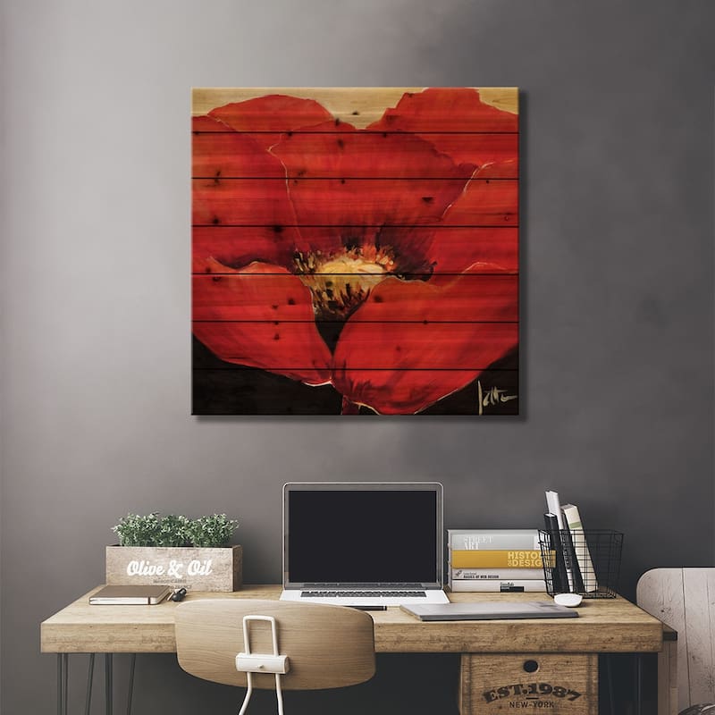 Red Beauty I Print On Wood by Jettie Roseboom - Multi-Color