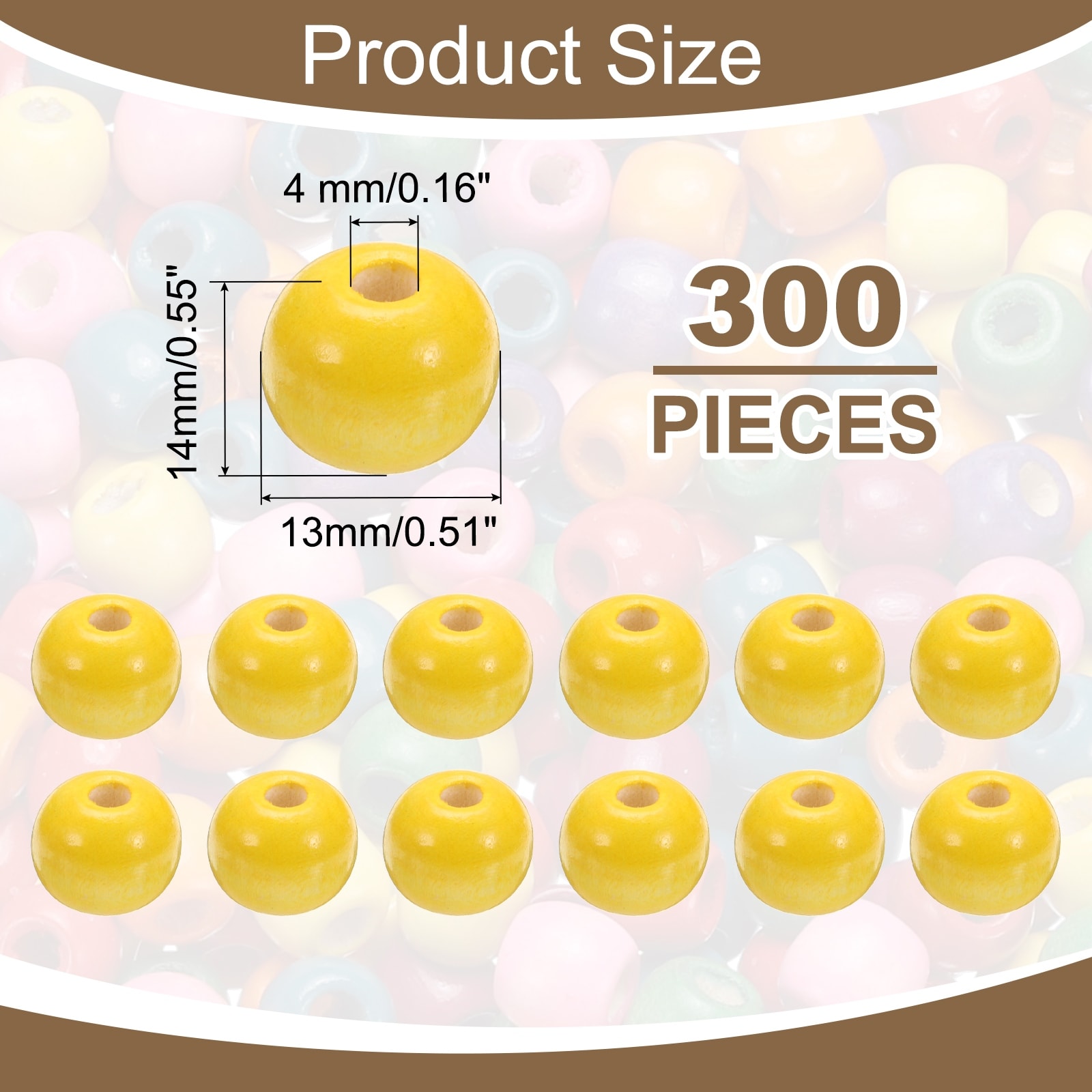 Wood Beads, Colorful Round Wooden Beads Loose Beads