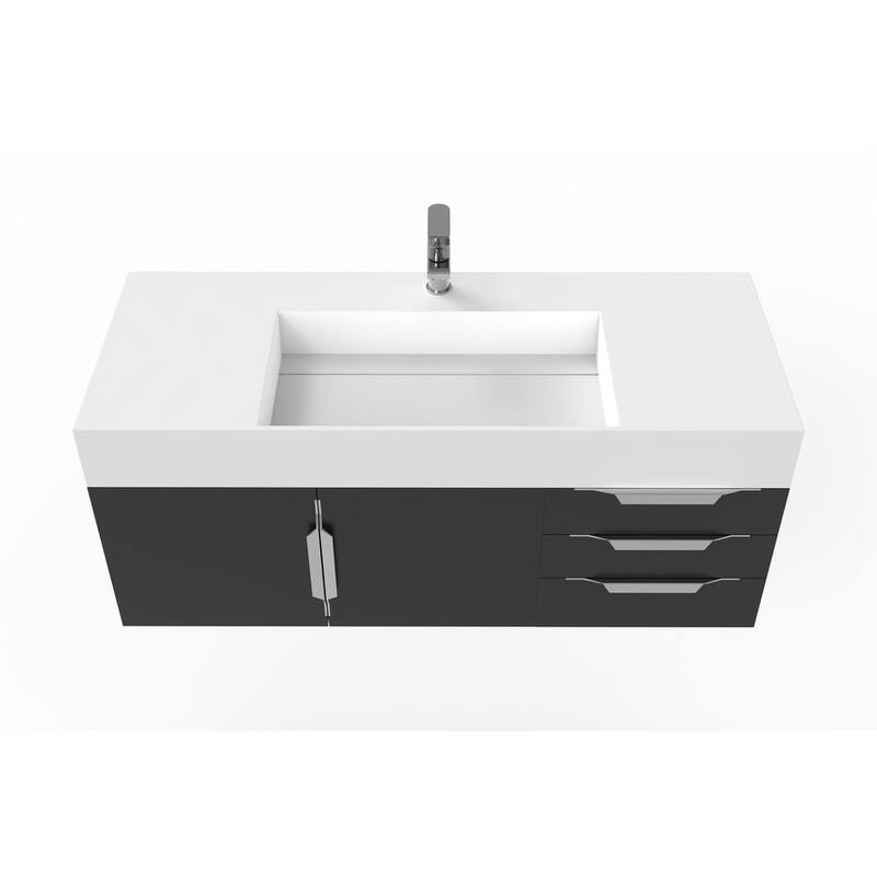 Amazon 48" Wall Mounted Bathroom Vanity Set with White Solid Surface Top