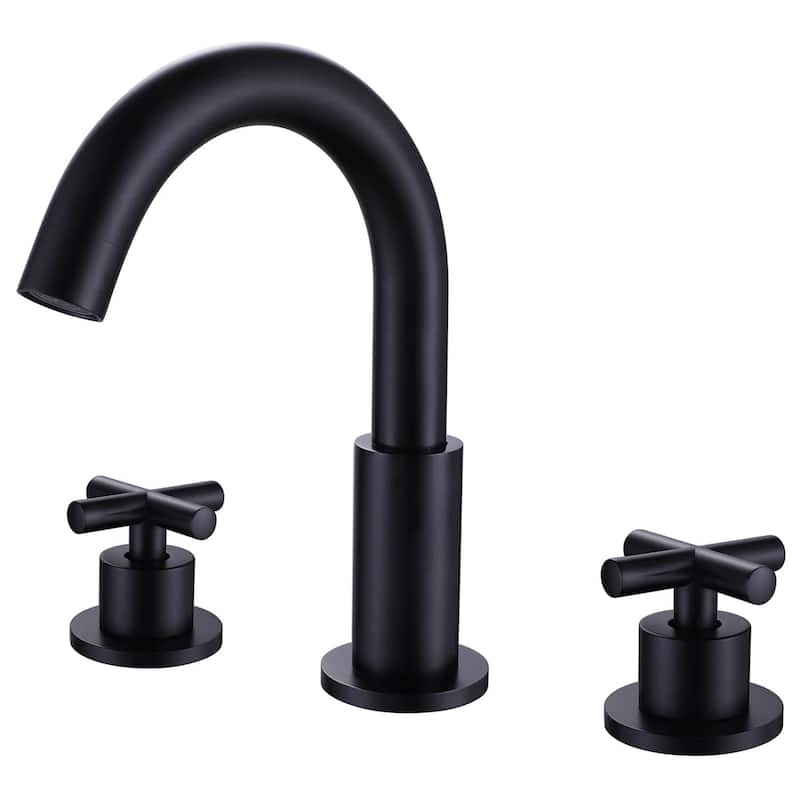 8 inch Widespread Bathroom Sink Faucet 3 Hole Bathroom Faucet 2 Handle Modern Basin Vanity Faucets Mixer Faucets With Valve - Matte Black
