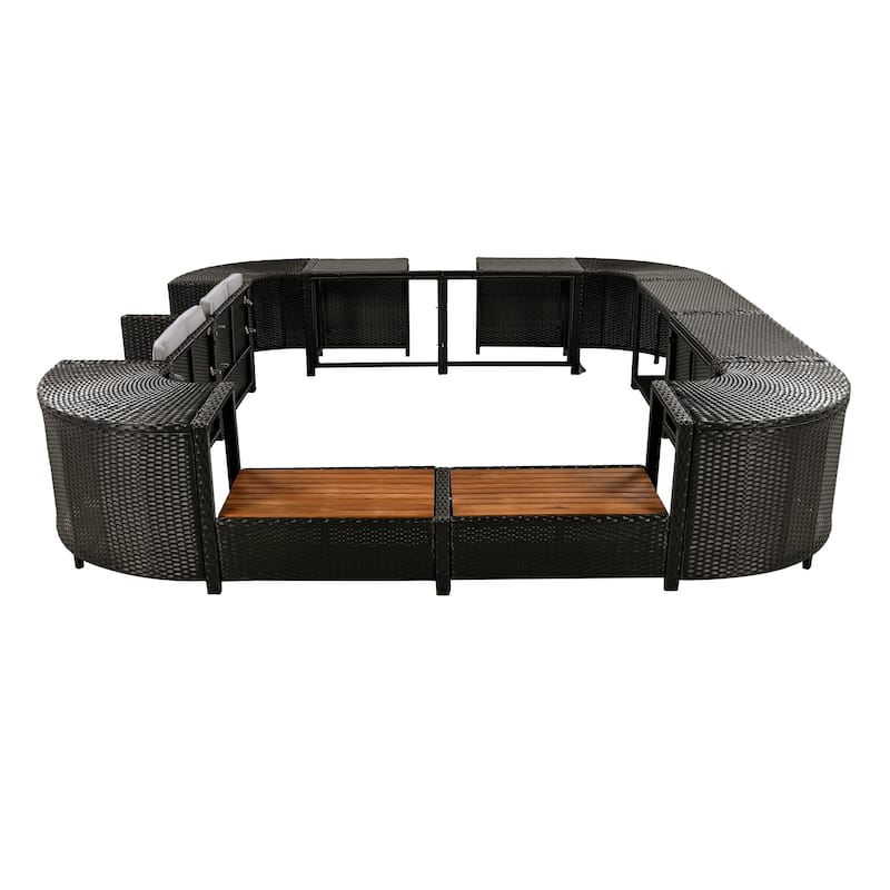 Outdoor Rattan Sectional Sofa Set with Mini Sofa