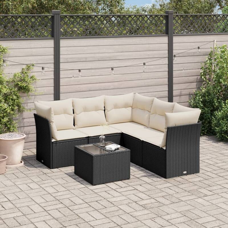 vidaXL Garden Sofa Set Black - 70.5 x 70.5 x 27.2 - Black and cream Large With table