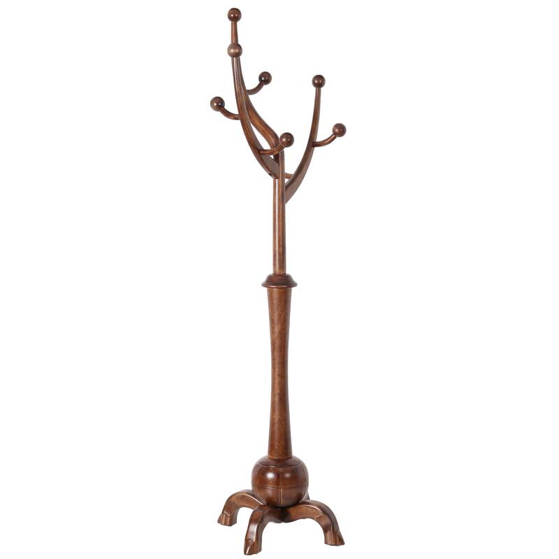 Tree-branch Rubberwood Freestanding Coat Rack with Hooks