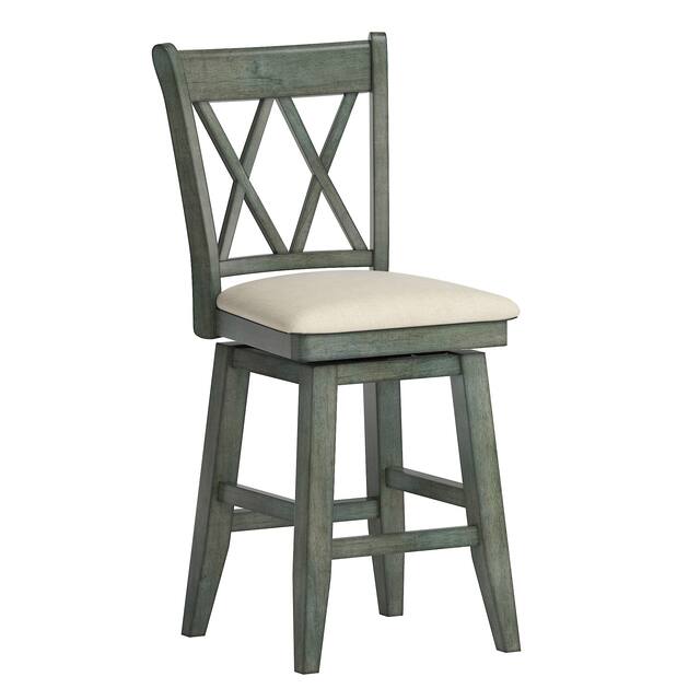 Eleanor Double X Back Wood Swivel Bar Stool by iNSPIRE Q Classic - Antique Sage Green - Counter height