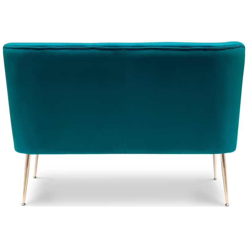 Farrah Upholstered Velvet Polyester 46" Wide Loveseat - Armless/ Scalloped Back