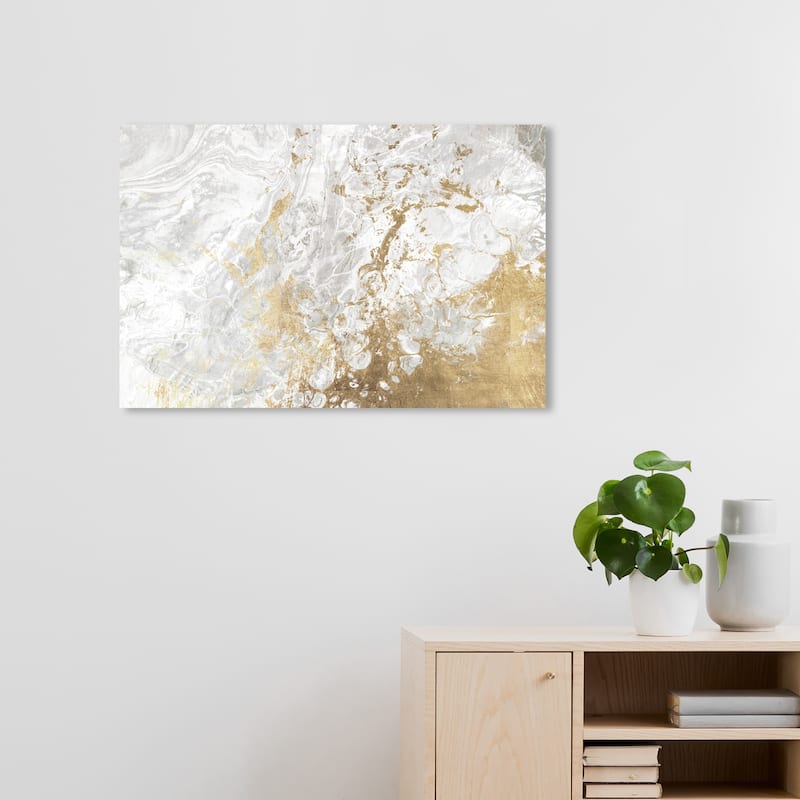 Wynwood Studio Canvas Abstract Marbelized Love Pure Gold and Metallic Gold Modern & Contemporary Wall Art Canvas Print - 20 x 30