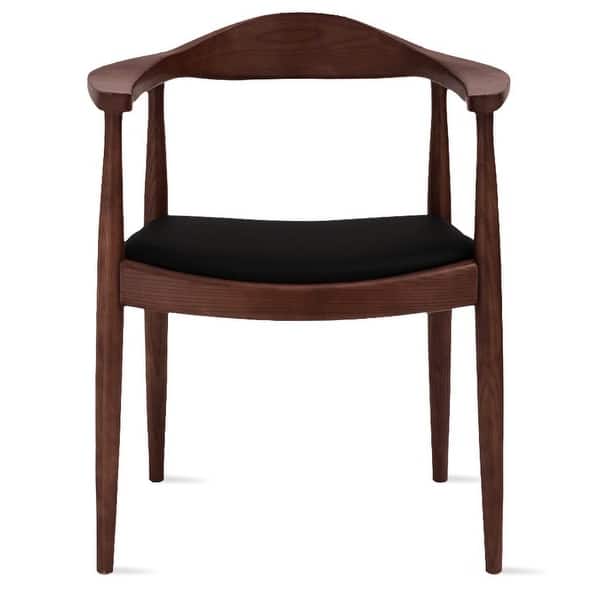 Shop 2xhome Solid Real Oak Dark Wood Pu Leather Cushion Seat Kennedy Chairs With Arm Armchair Dining Hans Wegner Style Kitchen On Sale Overstock 16692976