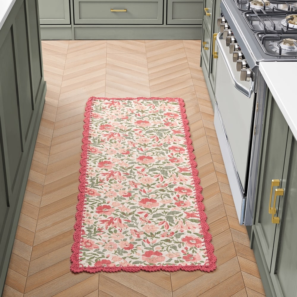 Laura Ashley Cotton Slub Crochet Border Rugs