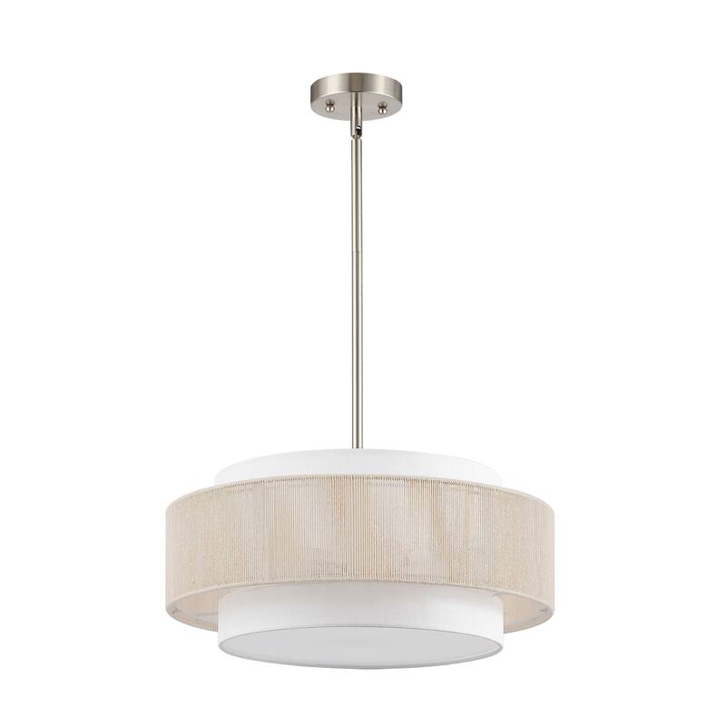 GetLedel 18" 4-Light Rope Drum Shaded Chandelier