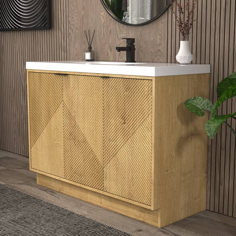 Milano 48" Freestanding Bathroom Vanity with White Acrylic Sink