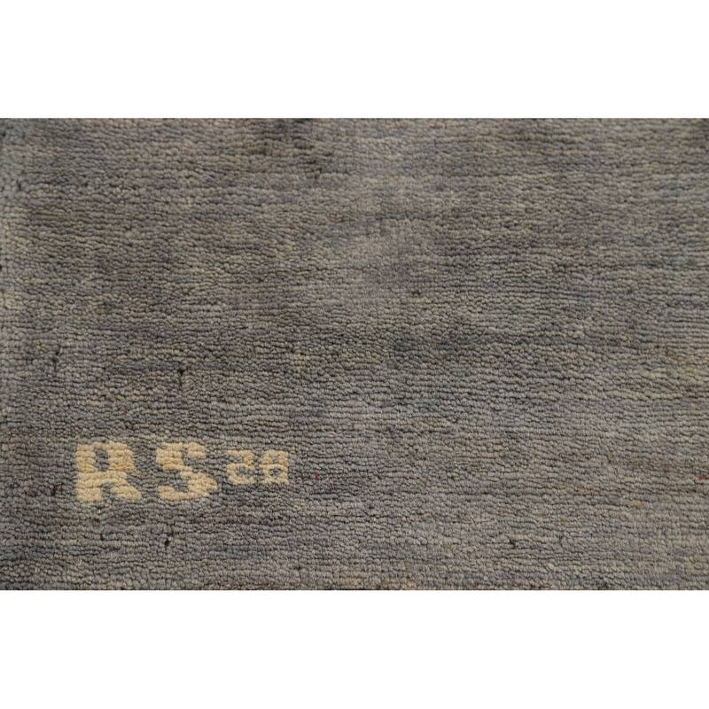 Gray Modern Gabbeh Oriental Square Area Rug Handmade Wool Carpet - 4'0"x 3'11"