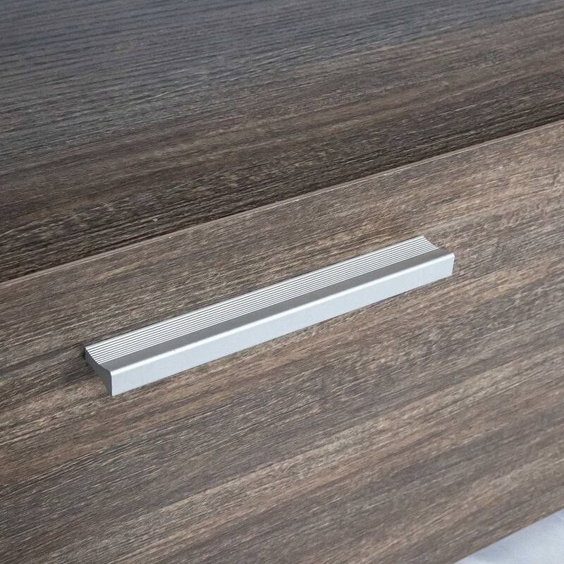 Brown & White TV Stand with LED Lights