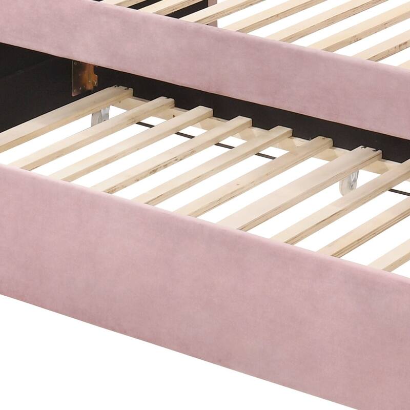 Adkins Pink Velvet Daybed W/Trundle (Twin)