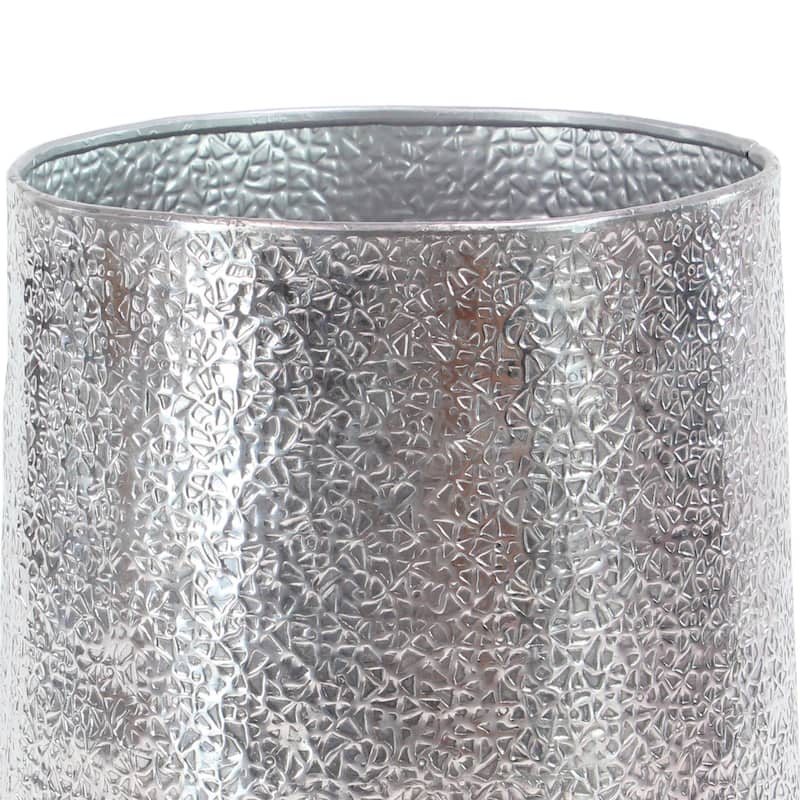 Aluminum Metal Indoor Outdoor Planter with Hammered Design - Set of 3 Silver or Gold - Roche River Decor