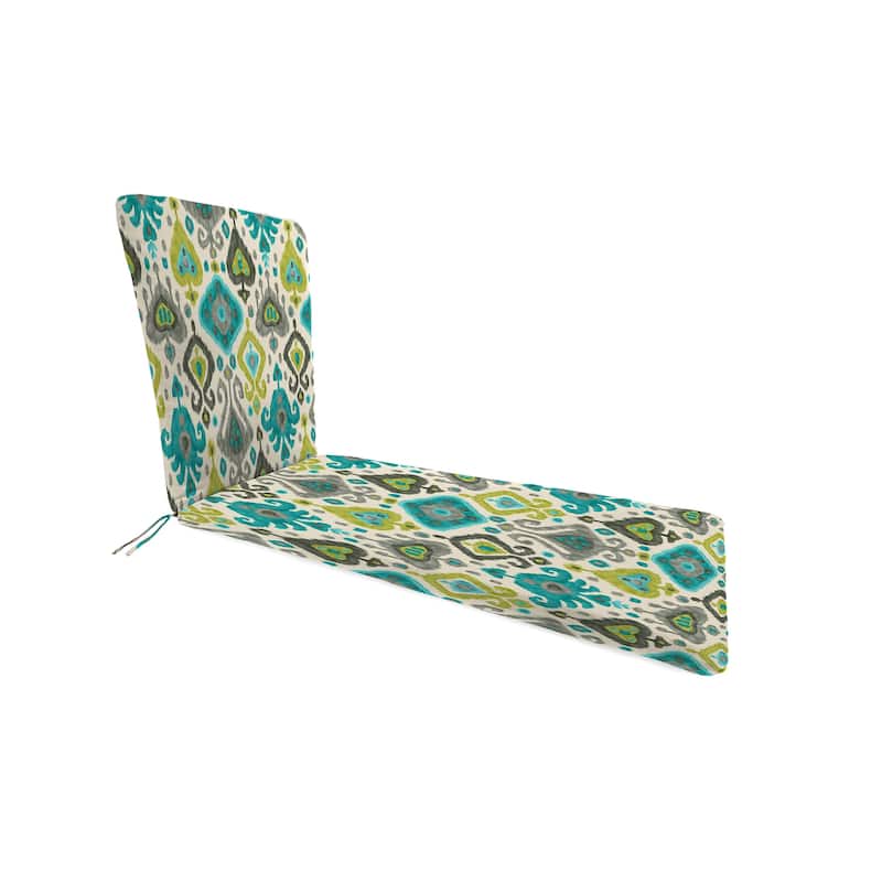74" x 22" Multicolor Ikat Outdoor Chaise Lounge Cushion with Ties and Loop - 74'' L x 22'' W x 2'' H - Paso Turquoise