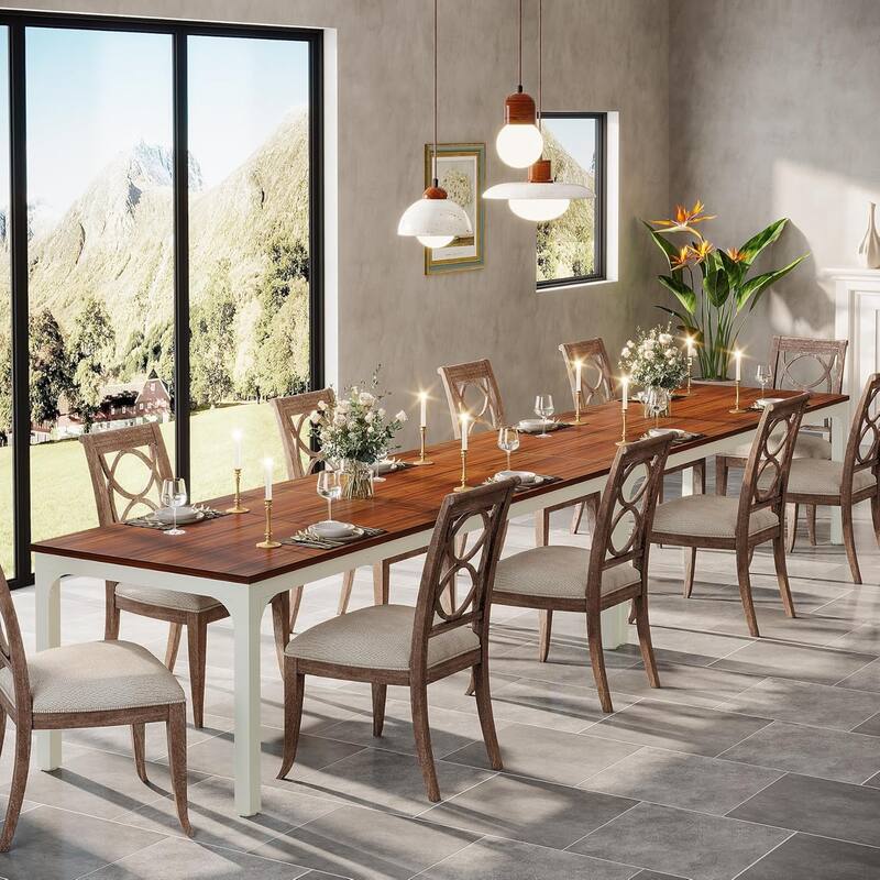 78.7" Rectangle Wood Dining Table, Long Kitchen Table for Living/Dining Room