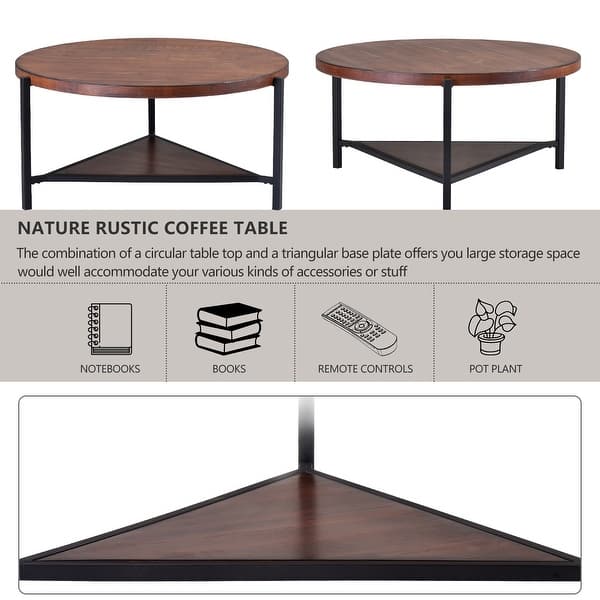 Industrial Coffee Table Metal Round Furniture Vintage Retro Side End Rustic Wood Ebay