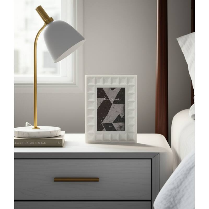 Resin Block Border Decorative Photo Frame - White