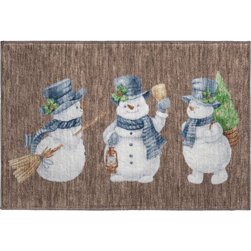 Premium Washable Super Soft Winter Holiday Snowman Mayfield Rug