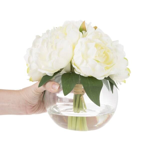 Shop Faux Rose Floral Table Decor Centerpiece Glass Vase