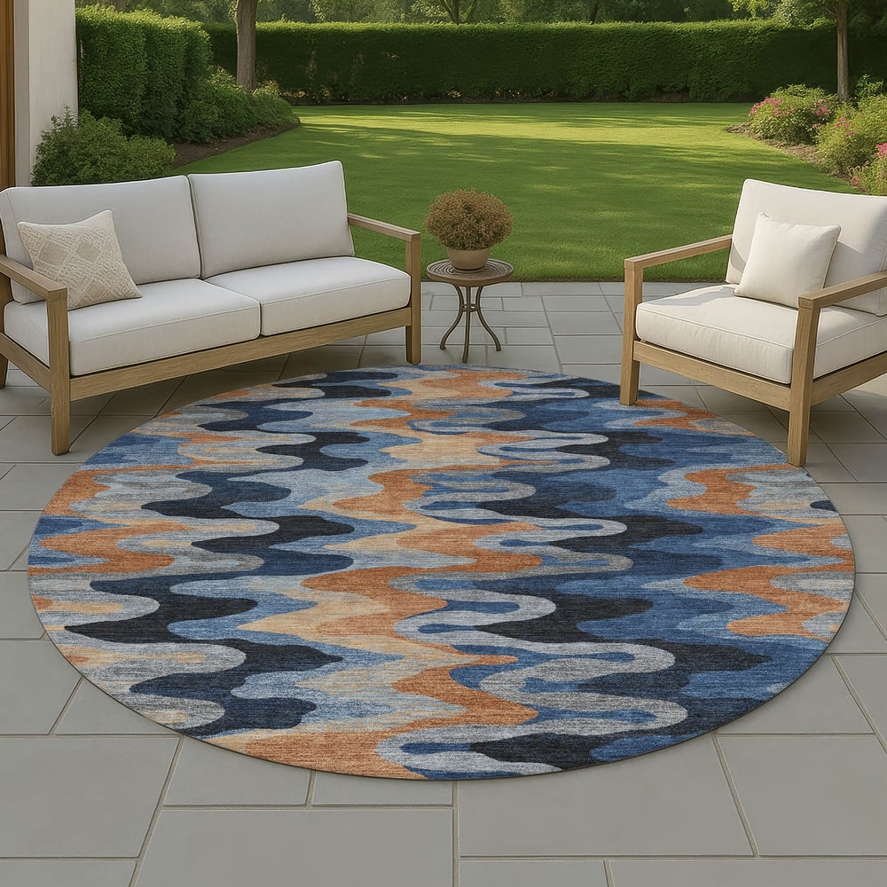 Machine Washable Indoor/ Outdoor Modern Mason Chantille Rug