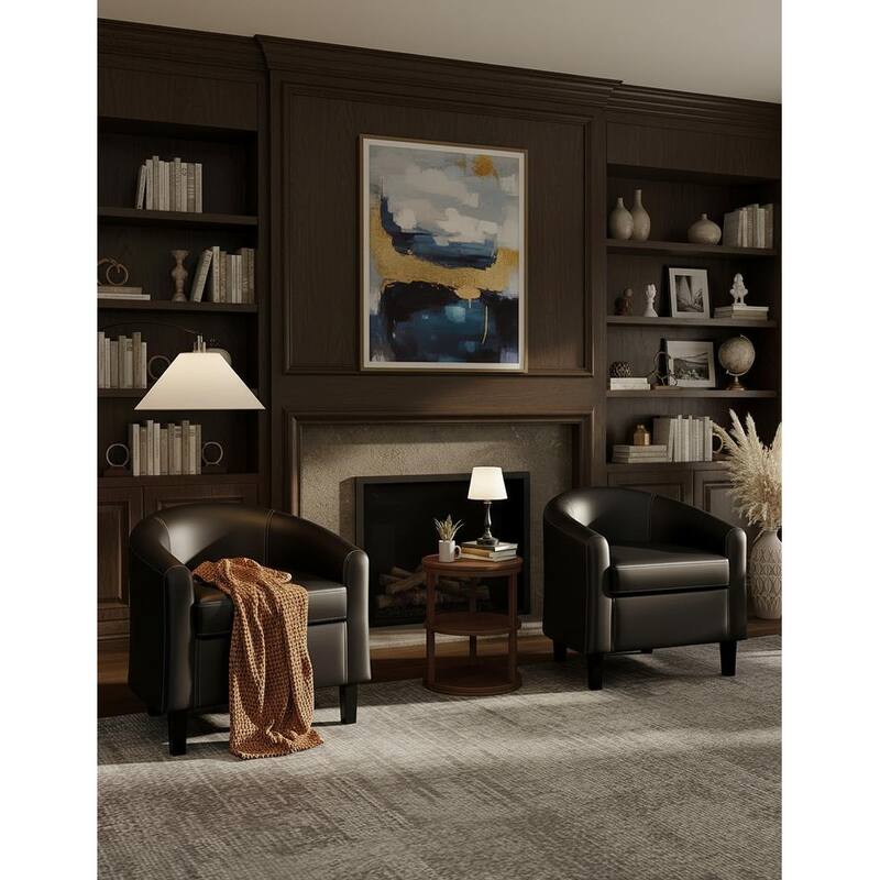 PU Leather Barrel Accent Chair, with Soft Cushion