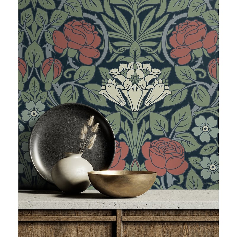 NextWall Vintage Rose Peel and Stick Wallpaper