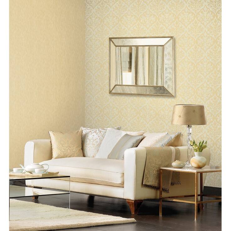 Kenneth James Sumatra Gold Ikat Damask Wallpaper - 20.5in x 396in x 0.025in