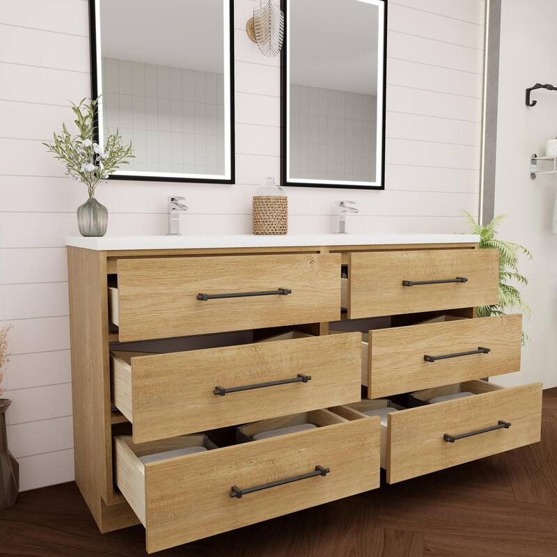 Victoria 60'' Free-standing Vanity with Double Reinforced Acrylic Sink - 59.5