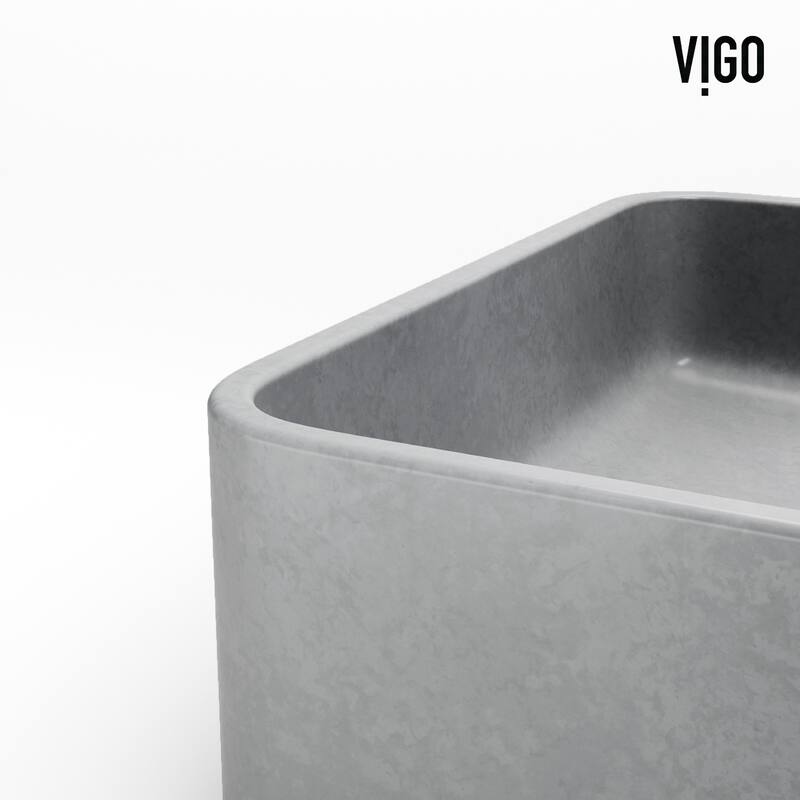 VIGO Segovia 16"L x 12"W Concrete Vessel Sink and Apollo 12"H Faucet Set