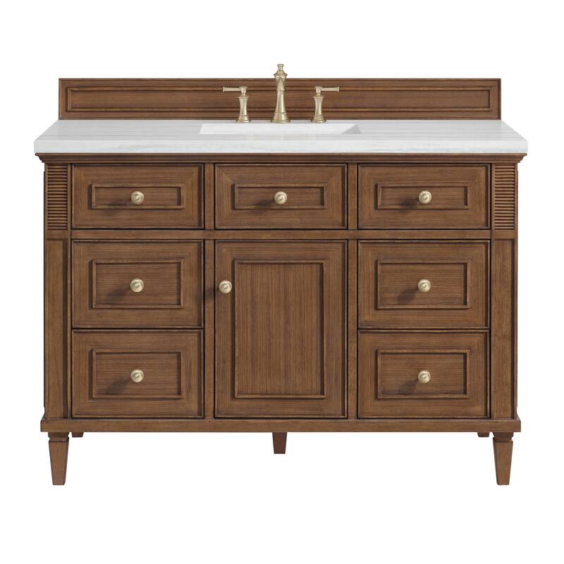 James Martin Vanities 424-V48-3AF Lorelai 48" Single Basin Wood Vanity - Mid-Century Walnut - Walnut Finish