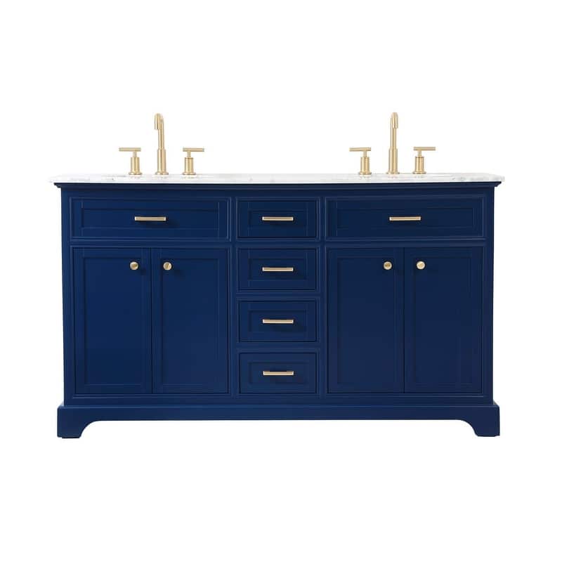 Elegant Lighting VF15060DWH Americana 60" Free Standing Double Basin - Blue - Painted