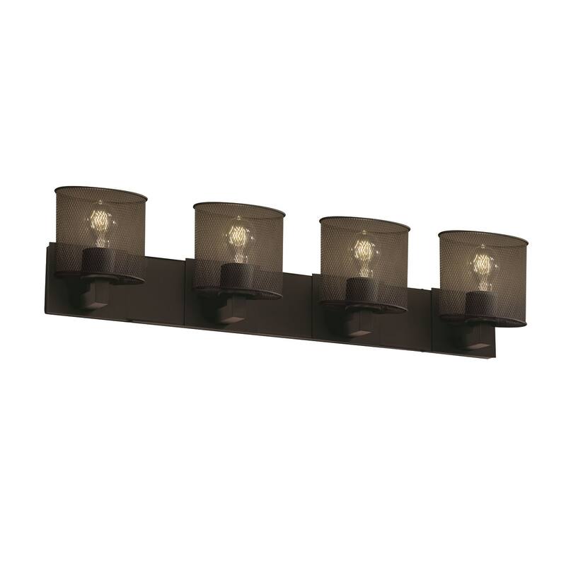 Justice Design Wire Mesh Modular 4-light Dark Bronze Bath Bar, Oval Shade