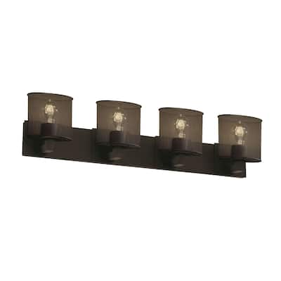 Justice Design Wire Mesh Modular 4-light Dark Bronze Bath Bar, Oval Shade
