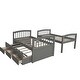 preview thumbnail 6 of 7, Wooden Twin over Twin Bunk Bed with Trundle and Drawers, Grey
