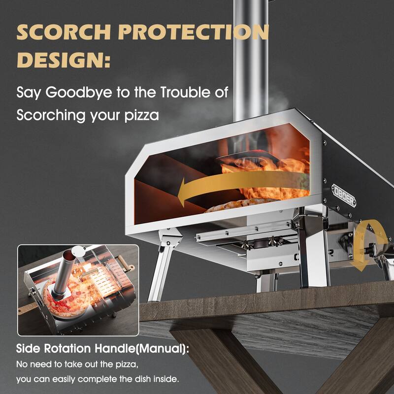Pizza Oven Outdoor, Steel Pizza Maker with Built-in Thermometer