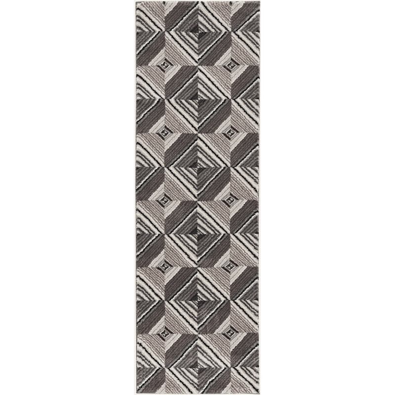 Carbon Loft Industrial Mid-century Diamond Rug - 2'3" x 7'6" Runner