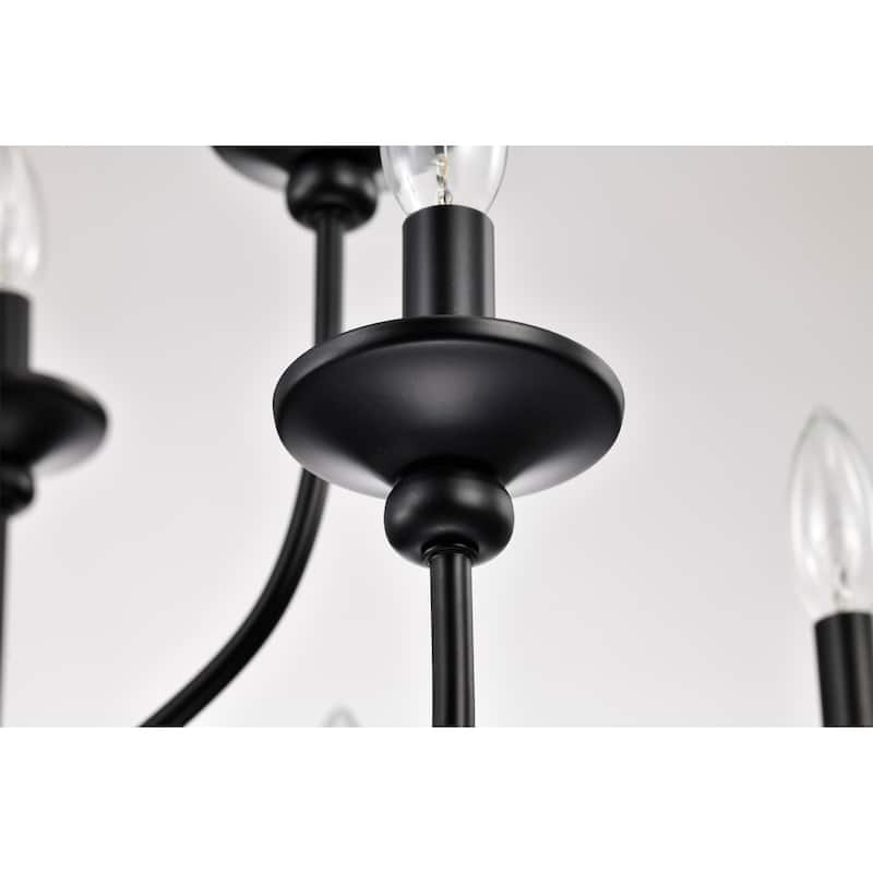Rosalynne 28-Inch 9-Light Black Finish 2-Tier Drip Cup Candelabra Chandelier Ceiling Light