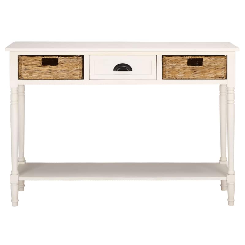 SAFAVIEH Evalena Distressed Black Console Storage Table - 44.5" x 13.4" x 31.5" - 45"W x 13"D x 32"H - Ivory