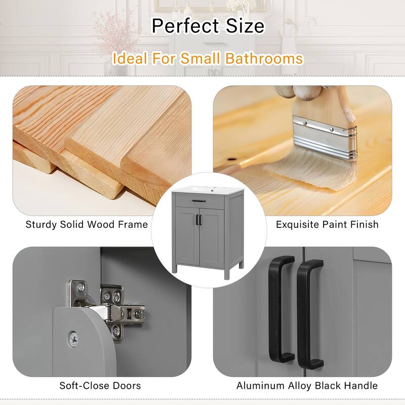24"Bathroom Vanity Combo with Ceramic sink