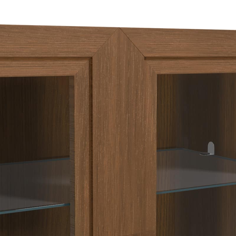 Modular Sideboard Buffet Cabinet with Tempered Glass Doors Credenza Console Table for Living Room Kitchen Dining Room Entryway