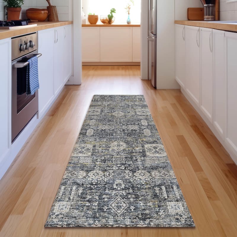 Premium Washable Super Soft Traditional Persian Mayfield Rug - Charcoal - 2' 3" x 7' 6" - Runner