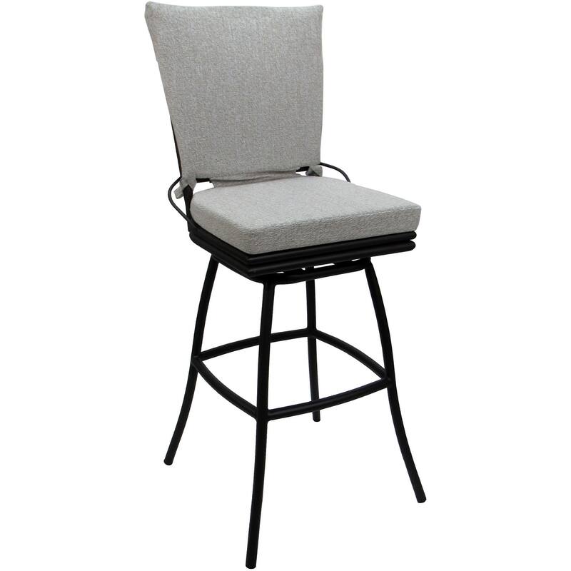 Outdoor Patio Counter 26" 30" Extra Tall 34" Bar Stool - Ofir Armless - White Linen - Black - Bar Height