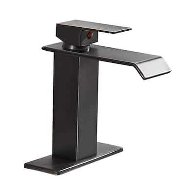Waterfall Spout Deck Mount Single Hole Bathroom Faucet